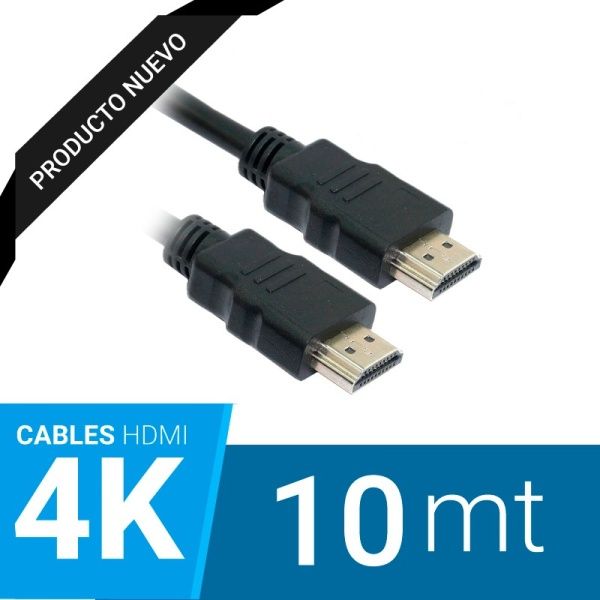 CABLE HDMI 10M. M/M, 2.0/4K , CONECTORES BAÑO ORO