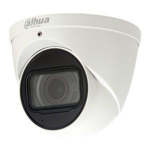 Cámara Dahua IP domo con inteligencia artificial 5MP 2.8mm IR50 PoE Microfono IP67 Soporta Micro SD.