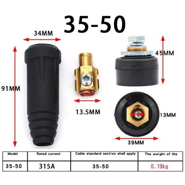 Conector 10/25 macho hembra maquina soldar