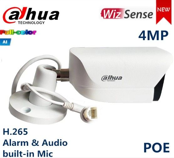 Camara Dahua IP Bullet Full-Color con inteligencia 4MP 2.8mm PoE IP67 Alarma 1/1 Audio 1/1 .