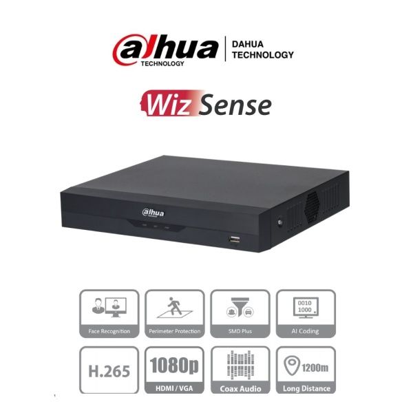 XVR 1080P 4CH HDCVI +2IP 1HDD IVS H.265+,WizSense.Dahua