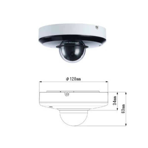 Cámara Dahua IP PTZ con inteligencia artificial 4MP 4X IR 15m Slot MicroSD IP66 IK08.